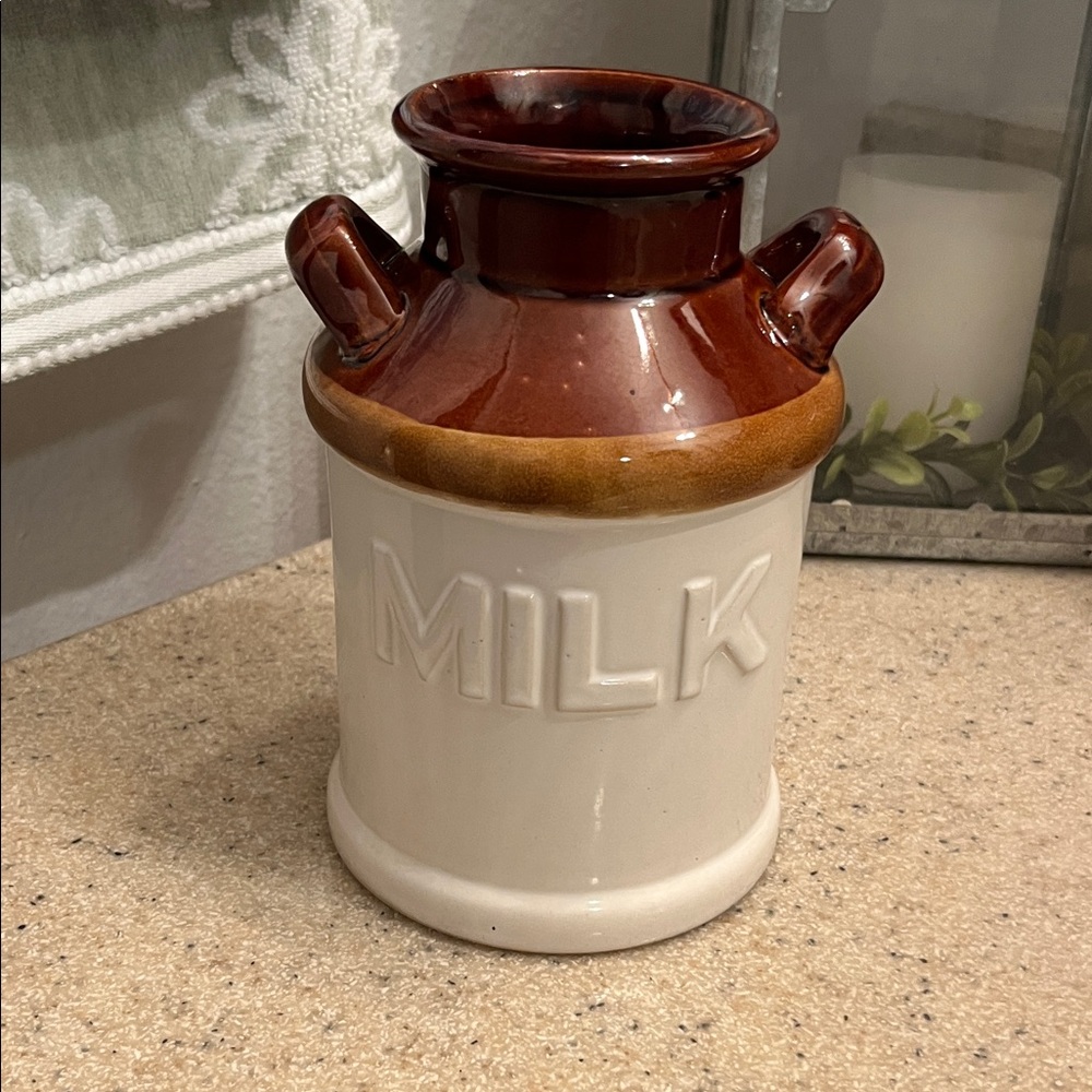 Two-Handle Vintage Brown Milk Jug